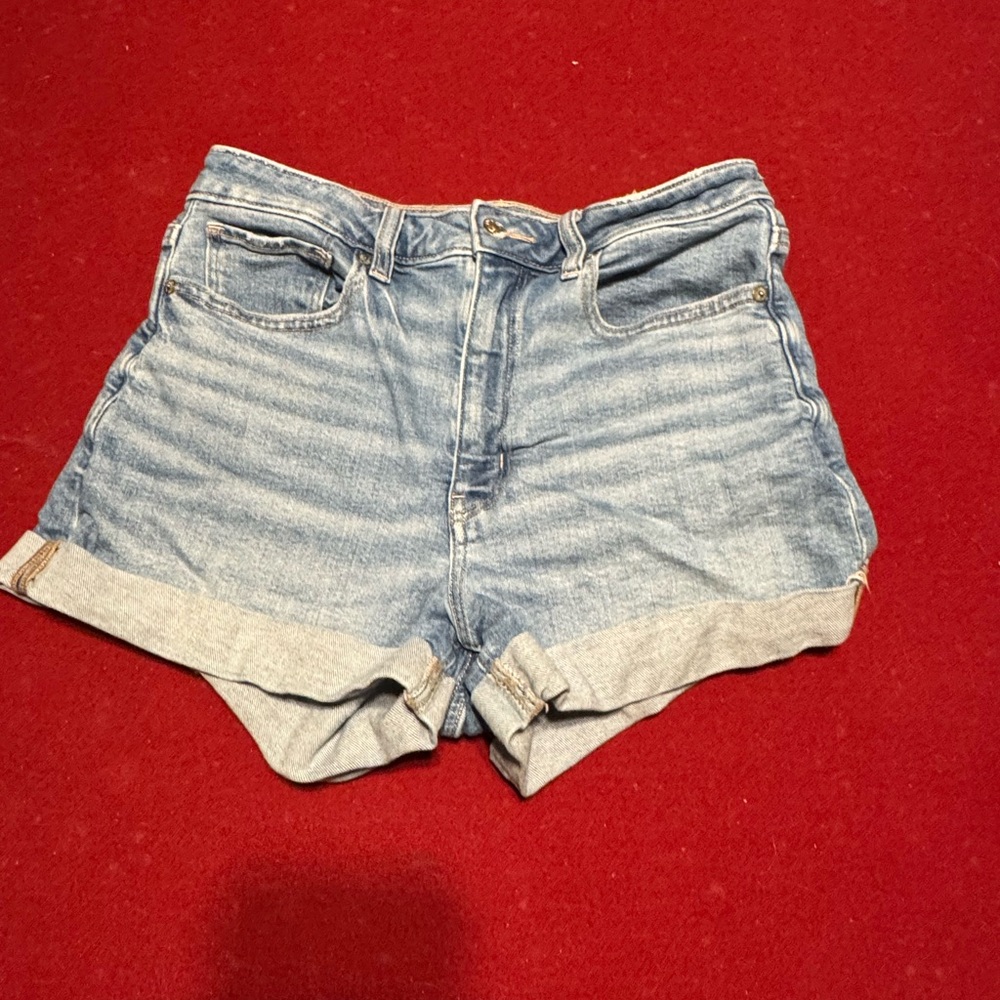 American Eagle Outfitters Blue Jean Shorts High-Waisted Distressed